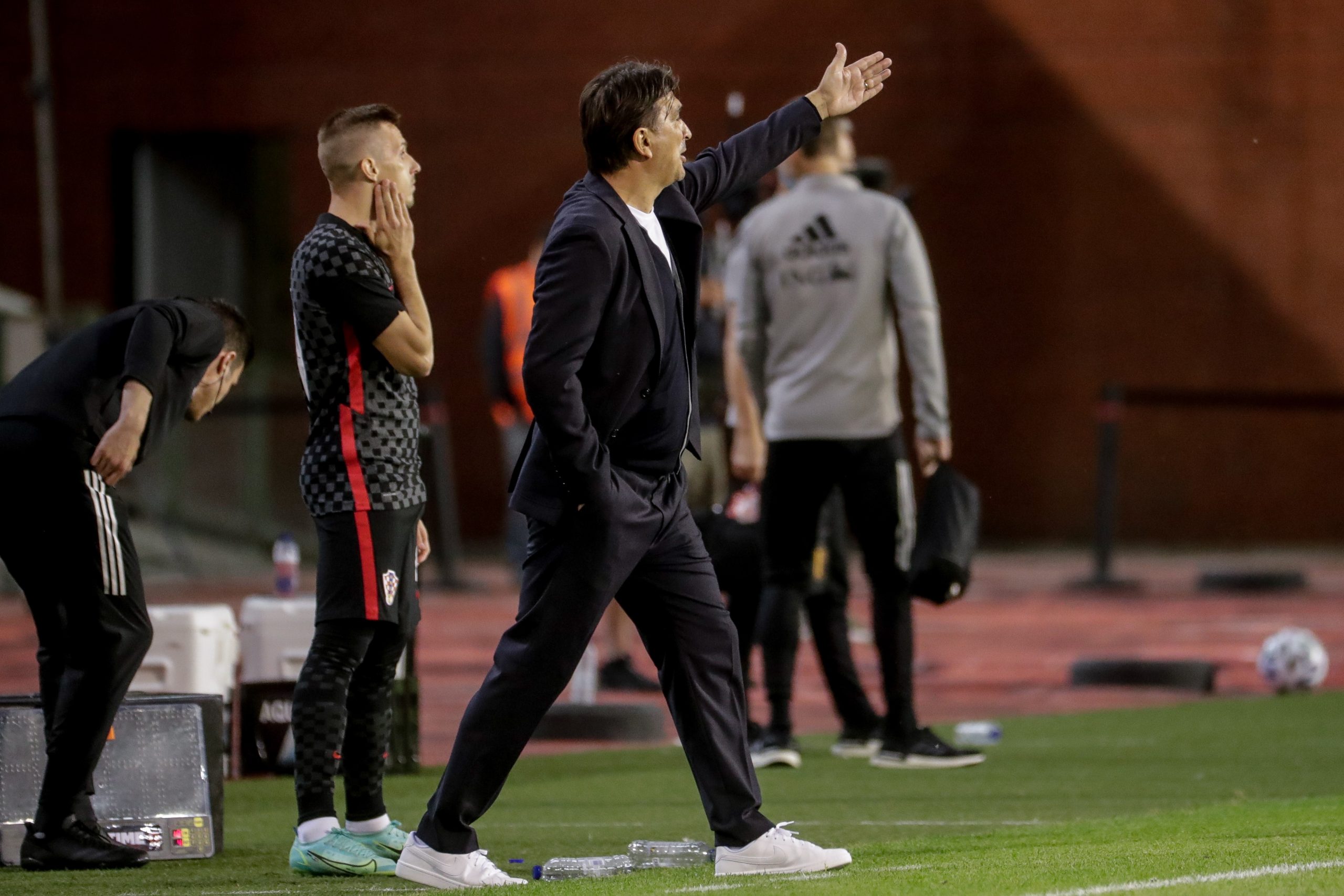 epa09252113 Croatia's head coach Zlatko Dalic reacts during the International Friendly soccer match between Belgium and Croatia at King Baudouin stadium in Brussels, Belgium, 06 June 2021.  EPA/STEPHANIE LECOCQ
