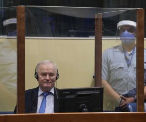 epa09254990 Former Bosnian Serb military chief Ratko Mladic sits in the court room in The Hague, Netherlands, 08 June 2021, where the United Nations court delivers its verdict in the appeal of Mladic against his convictions for genocide and other crimes and his life sentence for masterminding atrocities throughout the Bosnian war.  EPA/Peter Dejong / POOL