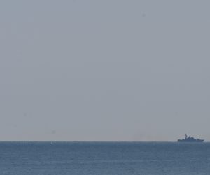 epa09256689 Warships carry out search operations to find the site of a crashed MiG-29 fighter jet in the Black Sea near the town of Shabla, Bulgaria, 09 June 2021. During a training task over the sea area of the Republic of Bulgaria during the tactical exercise with combat fire 'Shabla 21', a MiG-29 aircraft of the Bulgarian Air Force lost radio contact and disappeared from radar. A search and rescue operation was launched immediately and is ongoing. It involves forces and assets from the Navy, the Joint Special Operations Command, the Border Police and the Air Force.  EPA/VASSIL DONEV