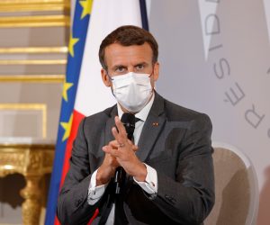 epa09258284 French President Emmanuel Macron attends a meeting with NGO representatives ahead of the G7 Summit, at the Elysee Palace in Paris, France, 09 June 2021. The 47th G7 will be held in Britain from 11 to 13 June.  EPA/PASCAL ROSSIGNOL / POOL  MAXPPP OUT