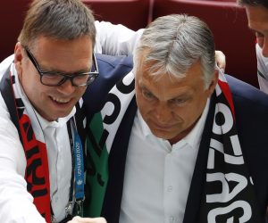 epa09285266 Hungary's Prime Minister Viktor Orban poses for a picture with supporters before the UEFA EURO 2020 group F preliminary round soccer match between Hungary and France in Budapest, Hungary, 19 June 2021.  EPA/Laszlo Balogh / POOL (RESTRICTIONS: For editorial news reporting purposes only. Images must appear as still images and must not emulate match action video footage. Photographs published in online publications shall have an interval of at least 20 seconds between the posting.)
