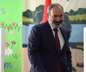 epa09287666 Armenian Prime Minister Nikol Pashinyan casts his ballot at a polling station in Yerevan, Armenia, 20 June 2021. Armenians headed to the polls for early parliamentary election in which candidates Prime Minister Nikol Pashinyan and former President Robert Kocharyan are considered the favorites. The early parliamentary election caused by a political crisis in the country after defeat in the Nagorno-Karabakh conflict with Azerbaijan.  EPA/NAREK ALEKSANYAN