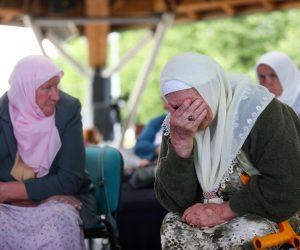 08.06.2021., Potocari, Bosna i Hercegovina - Majke Srebrenice prate presudu Ratku Mladicu. Prvostupanjskom presudom Mladic je proglasen krivim za deset od 11 tocaka optuznice Tuzilastva u Hagu. Izricanje presude je uz manje tehnicke poteskoce zapocelo u u 15 sati. 
Photo: Armin Durgut/PIXSELL