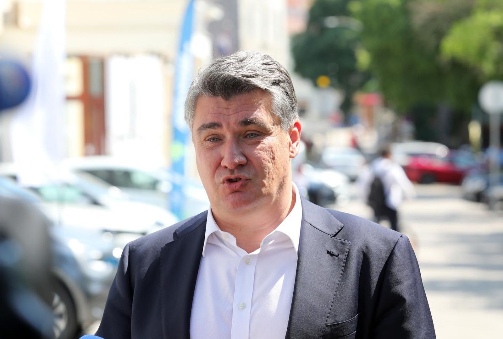 09.06.2021., Krk - Predsjednik RH Zoran Milanovic dao je izjavu medijima nakon posjete komunalnom poduzecu Ponikve. Photo: Goran Kovacic/PIXSELL