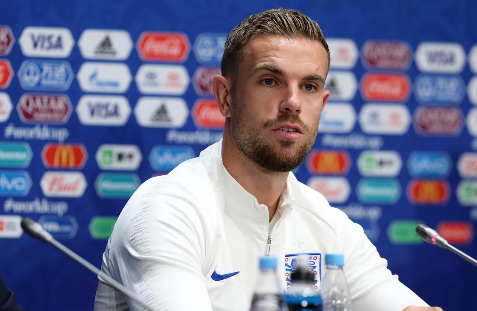 10.07.2018., Moskva, Rusija - Svjetsko nogometno prvenstvo 2018. Konferencija za medije engleske nogometne reprezentacije na stadionu Luznjiki. Jordan Henderson. 
Photo: Igor Kralj/PIXSELL
