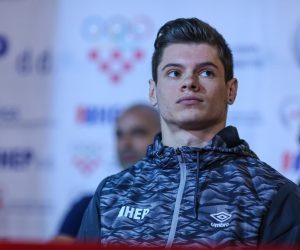 10.10.2017., Zagreb - Konferencija za medije novog svjetskog prvaka na preci, hrvatskog gimnastickog reprezentativca Tina Srbica. Jakov Vlahek.                                    
Photo: Igor Soban/PIXSELL