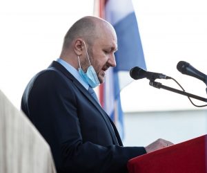 11.03.2021., Split - U Brodogradjevnoj industriji Split odrzano je porinuce novogradnje 485, putnickog broda za krstarenja polarnim podrucjima, koji ce nositi ime ''Janssonius''. Rijec je o brodu za polarne ekspedicije, koji je ugovoren za narucitelja tvrtku Oceanwide Expeditions, specijaliziranu za ekspedicijska putovanja na Antarktiku i Arktik. Tomislav Debeljak, predsjednik Uprave DIV grupe
Photo: Milan Sabic/PIXSELL