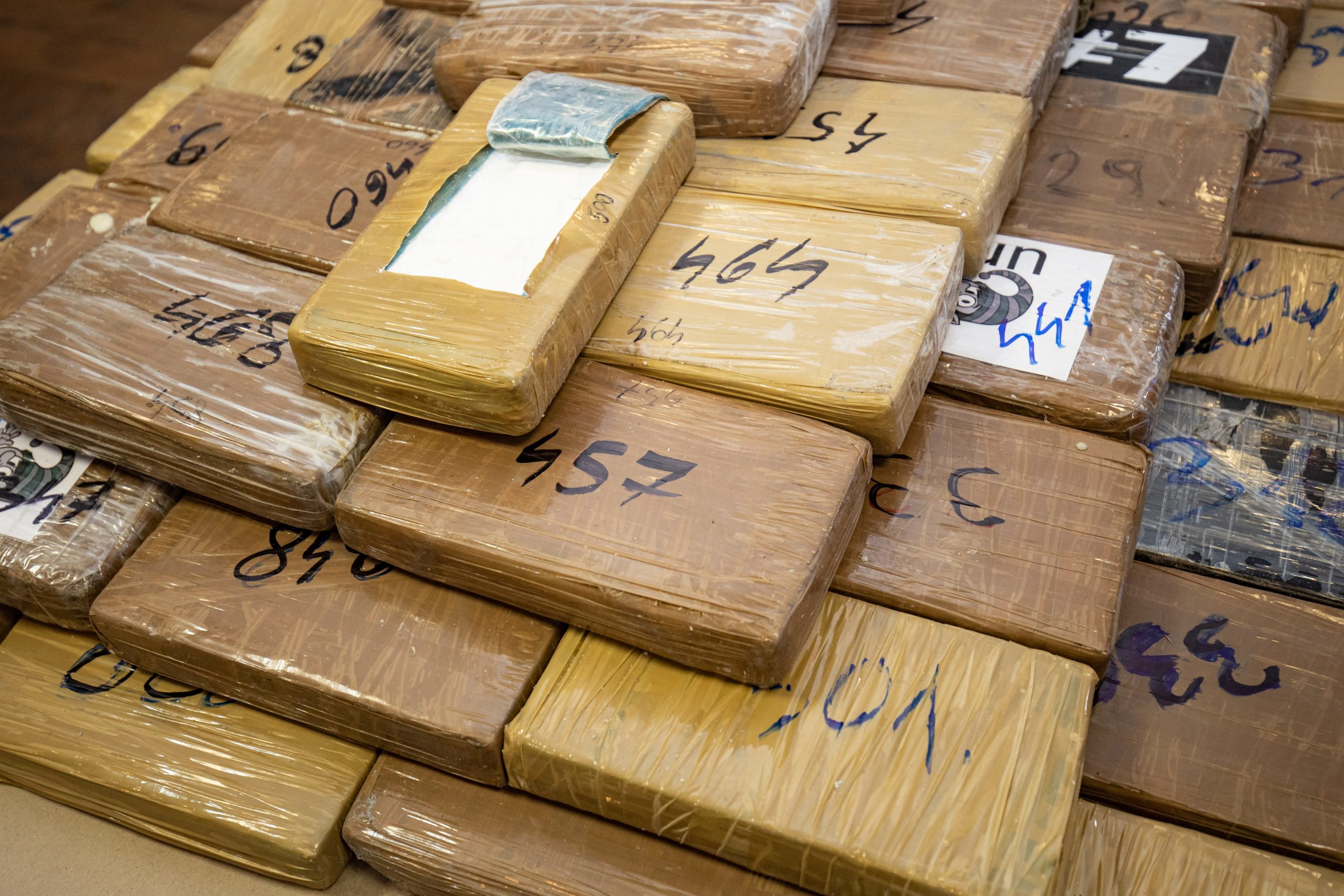 14.04.2021., Dubrovnik - U policijskoj postaji Vila Palma odrzana je konferencija za medije o rekordnoj zaplijeni kokaina u Luci Ploce. Zaplijenjeno je 574,8 kilograma kokaina koji je dopremljen u kontejneru banana. Photo: Grgo Jelavic/PIXSELL