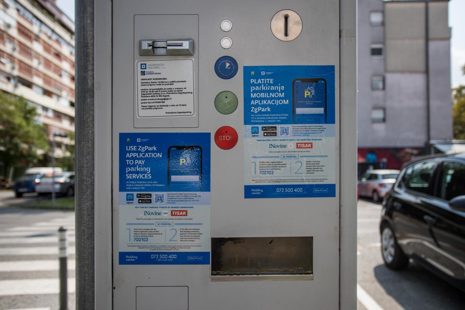 26.08.2019., Zagreb - Novopostavljeni parkirni automat Zagrebparkinga na krizanju Ulica Brune Busica i Vojina Bakica u zagrebackom naselju Sredisce. Photo: Davor Puklavec/PIXSELL