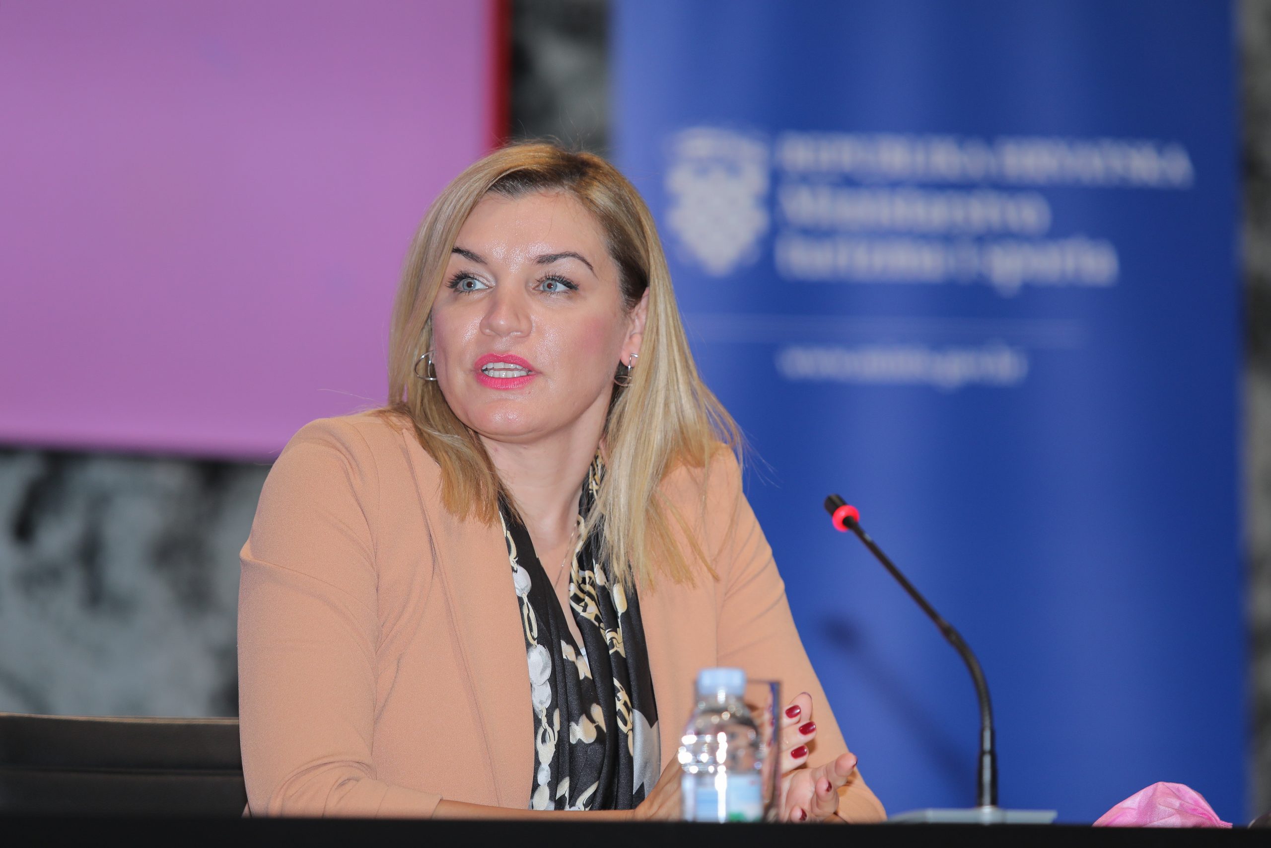 28.05.2021., Zagreb - U prostoru Nacionalne sveucilisne knjiznice odrzana je dodjela Drzavne nagrade za sport Franjo Bucar za 2020. godinu. Ministrica Nikolina Brnjac. 
Photo: Tomislav Miletic/PIXSEL