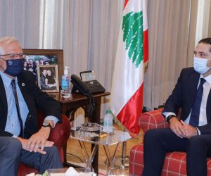 epa09285258 A handout photo made available by the Official Photography of the Lebanese Government Dalati Nohra shows Designated Prime Minister Saad Hariri (R) meets with the EU High Representative for Foreign Affairs and Security Policy, Josep Borrell, in  Beirut, Lebanon 19 June 2021, during his first official visit to Lebanon on behalf of the EU. His visit comes at a time when the Lebanese political leadership urgently needs to form a government and implement key reforms. He delivered key messages to the Lebanese leadership, and conveyed the EU's solidarity with the Lebanese people in these extremely difficult times.  EPA/DALATI NOHRA HANDOUT  HANDOUT EDITORIAL USE ONLY/NO SALES