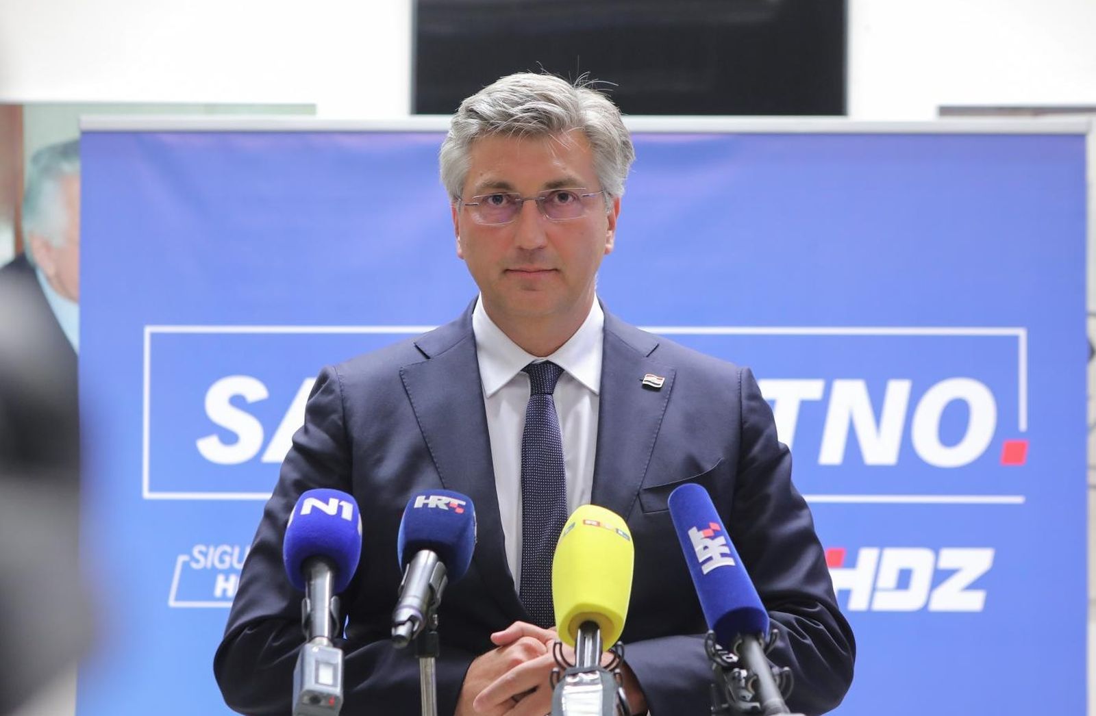28.06.2021., Zagreb - U sredisnjici HDZ-a odrzana je zajednicka sjednica Predsjednistva i Nacionalnog vijeca HDZ-a, nakon koje je izjavu za medije dao premijer Andrej Plenkovic. 
Photo: Tomislav Miletic/PIXSEL