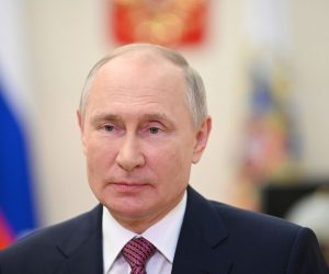 epa09334944 Russian President Vladimir Putin congratulates university students on graduation in a video address from Novo-Ogaryovo state residence, outside Moscow, Russia, 10 July 2021.  EPA/ALEKSEY NIKOLSKYI / SPUTNIK / KREMLIN POOL MANDATORY CREDIT