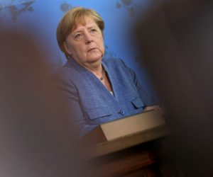 epa09341756 German Chancellor Angela Merkel speaks to the media during a visit to the Robert Koch Institute, in Berlin, Germany, 13 July 2021. Merkel made a strong appeal for people in Germany to get vaccinated against COVID-19. The Robert Koch Institute (RKI) is Germany's main institute for the prevention of infectious diseases and has advised the German government on its coronavirus disease (COVID-19) pandemic policies.  EPA/SEAN GALLUP / POOL