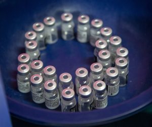 epa09343627 A view of Pfizer-BioNTech Covid-19 coronavirus vaccines during a vaccination drive at the Dhaka Medical Collage Hospital in Dhaka, Bangladesh, 14 July 2021. According to the Bangladesh health authorities, administering the Pfizer-BioNTech Covid-19 vaccines started at three hospitals in Dhaka.  EPA/MONIRUL ALAM