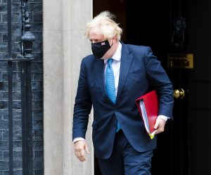 epa09343728 British Prime Minister Boris Johnson departs 10 Downing Street for Prime Minister Questions at parliament in London, Britain, 14 July 2021. Johnson faces the MPs' weekly question time in the House of Commons.  EPA/VICKIE FLORES