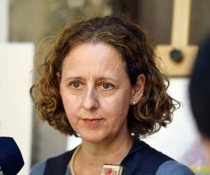 Split, 15.07.2021 . Ministrica Nina Obuljen Koržinek na radnom sastanku s procelnicima konzervatorskih odjela Dalmacije u Muzeju Grada Splita.  foto HINA/ Mario STRMOTIC/ ms