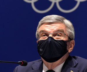 epa09356421 IOC president Thomas Bach during a press conference at the Tokyo 2020 Olympic Games in Tokyo, Japan, 21 July 2021.  EPA/FRANCK ROBICHON