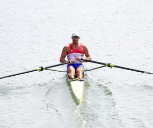 Tokio, 23.07.2021 - Hrvatski veslac Damir Martin tijekom kvalifikacijske utrke samac u veslanju, na veslackoj stazi Sea Forest Waterway. eslac Damir Martin prvi je hrvatski sporta koji je nastupio na Olimpijskim igrama u Tokiju. Martin je pobijedio u prvoj kvalifikacijskoj utrci u disciplini samac, u kojoj brani olimpsko srebro, s vremenom od 7:09.17 minuta.
foto HINA/ Damir SENCAR/ ds