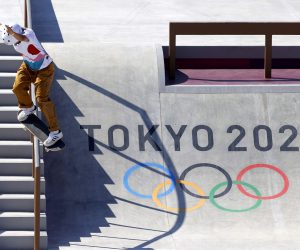epa09357548 Skateboarder Momiji Nishiya of Japan during a practise session for the Tokyo 2020 Olympic Games at the Ariake Urban Sports Park in Tokyo, Japan, 22 July 2021.  EPA/VALDRIN XHEMAJ