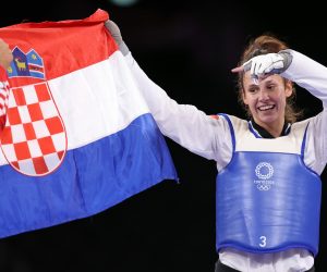 Tokio, 26.07.2021 - Hrvatska tekvondaica Matea Jelic (23) osvojila je naslov olimpijske pobjednice u kategoriji do 67 kilograma na Olimpijskim igrama u Tokiju, u finalu je uspjenija bila od Britanka Lauren Williams sa 25-21.
foto HINA/ Damir SENCAR/ ds