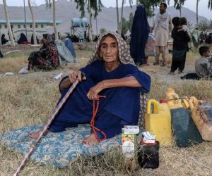 epa09371743 Families displaced from districts where fighting is going on between Afghan security forces and the Taliban, wait for relief as they live in temporary shelters in Kandahar, Afghanistan, 27 July 2021. Civilian casualties in the armed conflict in Afghanistan increased by 47 percent in first six months of 2021 compared to the same period last year, according to the latest report by United Nations on 26 July 2021. This spike is mainly due to an increase in Taliban offensives in the wake of the withdrawal of the United States and NATO forces from Afghanistan starting May 1.  EPA/M. SADIQ
