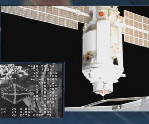 epa09377102 A still image taken from a handout video footage made available by the Russian State Space Corporation ROSCOSMOS shows the Nauka Multipurpose Laboratory Module docking to the International Space Station (ISS), 29 July 2021. The Nauka Multipurpose Laboratory Module was launched from the Baikonur Cosmodrome in Kazakhstan on 21 July 2021.  EPA/ROSCOSMOS HANDOUT MANDATORY CREDIT HANDOUT EDITORIAL USE ONLY/NO SALES