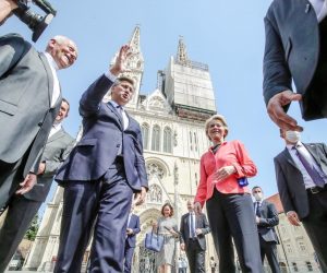 08.07.2021., Kaptol, Zagreb - Predsjednik Vlade Andrej Plenkovic i predsjednica Europske komisije Ursula von der Leyen obisli su Zagrebacku katedralu. 
Photo: Sanjin Strukic/PIXSELL