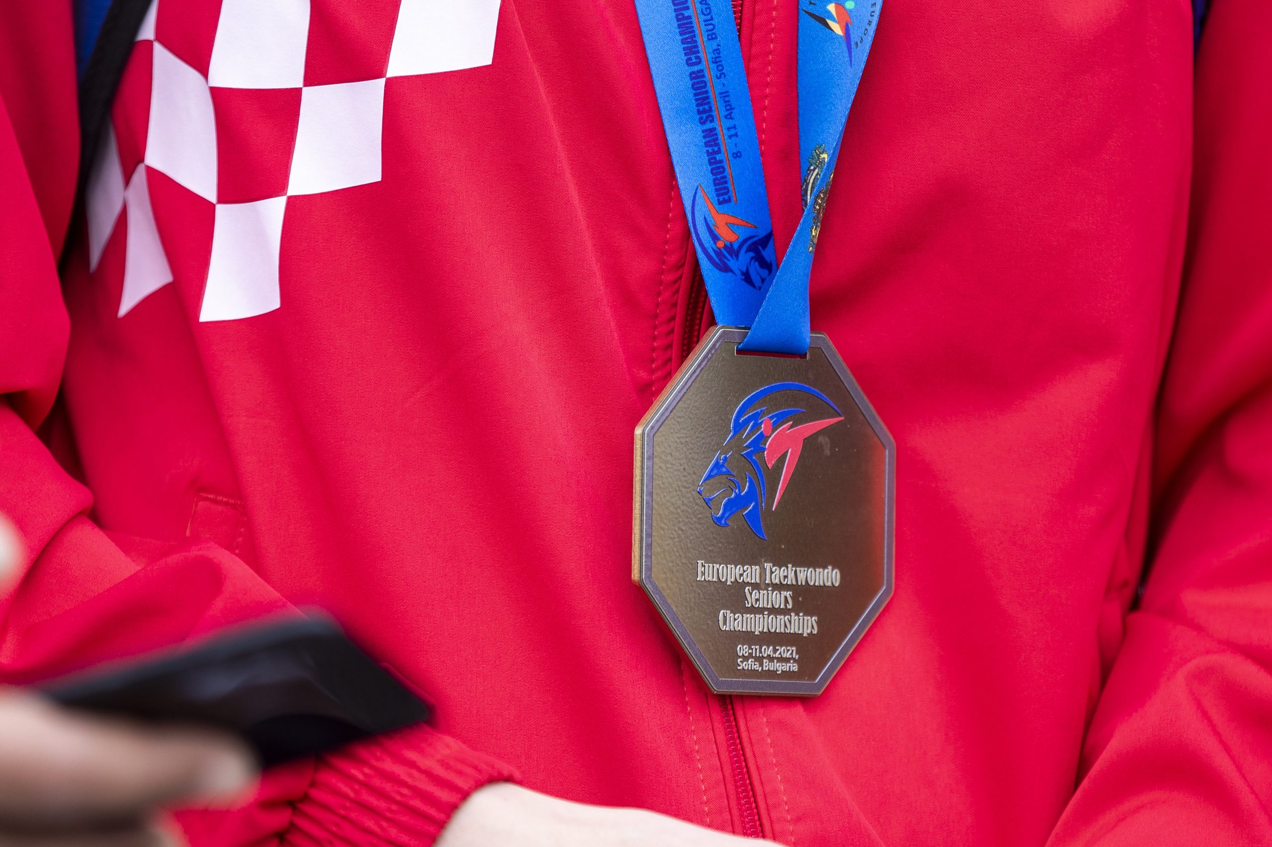 11.04.2021., Kastel Stafilic - Po dolasku u Zracnu luku Split organiziran je docek za Mateu Jelic, Brunu Vuletic, i Lenu Stojkovic, Europske prvakinje u taekwondou.
Photo: Miroslav Lelas/PIXSELL