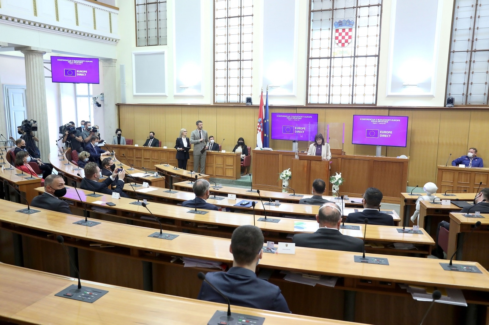 11.05.2021., Zagreb - Predsjednik Hrvatskoga sabora Gordan Jandrokovic otvorio je danas „Konferenciju o buducnosti Europe – vizija Hrvatske“. Konferenciju je organizirao Hrvatski sabor i Ured Europskog parlamenta u Hrvatskoj, u suradnji s Predstavnistvom Europske komisije u Hrvatskoj i Mrezom centara Europe Direct u Hrvatskoj.
Photo: Patrik Macek/PIXSELL