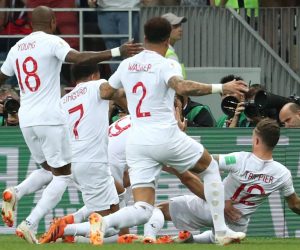 11.07.2018., stadion Luznjiki, Moskva, Rusija - Svjetsko nogometno prvenstvo 2018., polufinale, Hrvatska - Engleska. Strijelac Kieran Trippier. Photo: Igor Kralj/PIXSELL