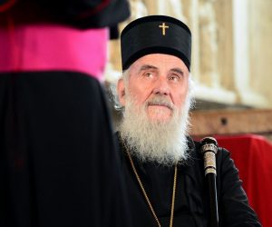 20.8.2015.,Split -  Msgr. Marin Barisic, nadbiskup splitsko-makarski i predsjednik Vijeca Hrvatske biskupske konferencije za dijalog sa Srpskom pravoslavnom crkvom, primili su danas u katedrali sv. Dujma patrijarha Irineja. Rijec je o prvom posjetu patrijarha Irineja gradu Splitu u modernoj povijesti. Photo: Marko Prpic/PIXSELL