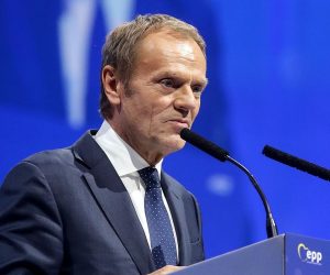 20.11.2019., Zagreb - Prvi dan dvodnevnog 24. izbornog kongresa Europske pucke stranke (EPP) u zagrebackoj Areni. Vise od 2000 sudionika iz 40 zemalja tijekom kongresa izabrat ce novo vodstvo Europske pucke stranke. Donald Tusk. 
Photo: Goran Stanzl/PIXSELL