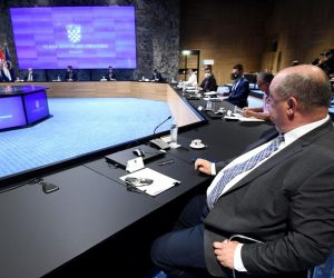 21.07.2021., Zagreb - U Nacionalnoj i sveucilisnoj knjiznici odrzana je tematska sjednica Gospodarsko-socijalnog vijeca na kojoj se raspravljalo o ulozi socijalnih partnera u podizanju svijesti radnika i poslodavaca o utjecaju pandemije COVIDa-19 na javno zdravstvo i gospodarstvo. 
Photo: Marko Lukunic/PIXSELL