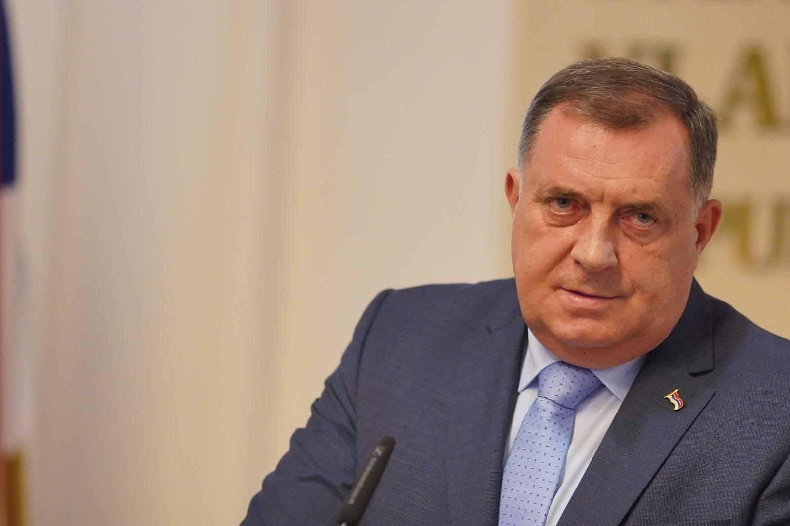 23.07.2021., Banja Luka, Bosna i Hercegovina - Srpski clan Predsjednistva BiH Milorad Dodik odrzao je konferenciju za medije povodom zakona kojeg je nametnuo odlazeci visoki predsjednik u BiH Valentin Inzko, kojim se zabranjuje i kaznjava negiranje genocida. Photo: Dejan Rakita/PIXSELL