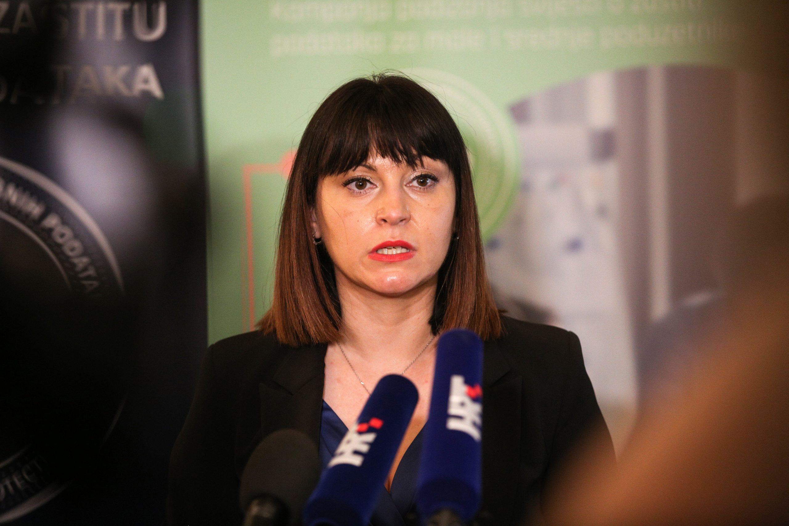 25.05.2021., Zagreb - Ministrica regionalnog razvoja i fondova Europske unije Natasa Tramisak dala je izjavu povodom konferencije "Tri godine GDPR-a" u hotelu Westin. Photo: Zeljko Hladika/PIXSELL