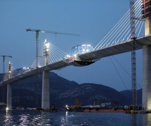 28.07.2021.  Komarna - Svecanost spajanja posljednjeg segmenta konstrukcije Peljeskog mosta.

Photo: Grgo Jelavic/PIXSELL