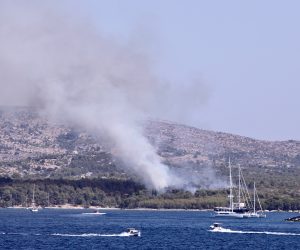 30.07.2021., Milna - Pogled s trajekta na pozariste kod Milne na otoku Bracu.
Photo: Ivo Cagalj/PIXSELL