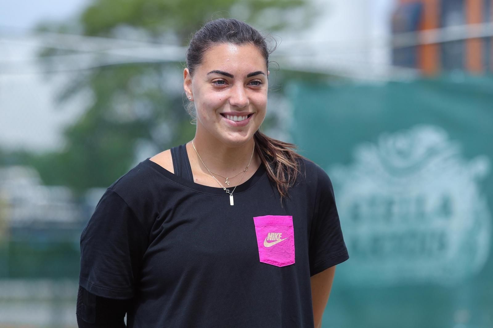 11.05.2020., Zagreb - Okupljanje i druzenje s novinarima Hrvatske Fed Cup reprezentacije na teniskim terenima HTK Zagreb. Ana Konjuh. 
Photo: Luka Stanzl/PIXSELL