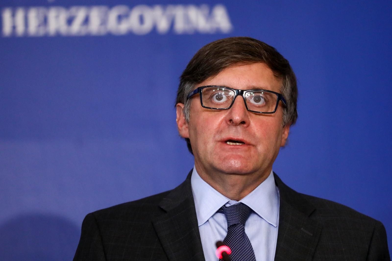 05.07.2021., Sarajevo, Bosna i Hercegovina - Konferencija za medije americkog izaslanika za Zapadni Balkan Matthewa Palmera i izvrsne direktorice za Zapadnu Europu, Zapadni Balkan, Tursku i Veliku Britaniju pri Europskoj sluzbi za vanjske poslove (EEAS) Angeline Eichhorst  nakon sastanka sa interresornom radnom grupom za izmjenu Izbornog zakonodavstva BiH. Matthew Palmer
Photo: Armin Durgut/PIXSELL