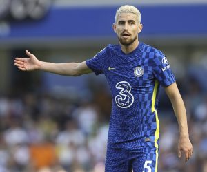 August 14, 2021, London, United Kingdom: London, England, 14th August 2021. Jorginho of Chelsea during the Premier League match at Stamford Bridge, London. Picture credit should read: Paul Terry / Sportimage(Credit Image: © Paul Terry/CSM via ZUMA Wire) (Cal Sport Media via AP Images)