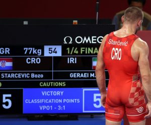 Tokio, 02.08.2021 - Hrvatski hrvac Boo Starcevic izbubio je u cetvrtfinalu finala natjecanja u hrvanju do 77 kilograma u Makuhari Messe dvorani na Olimpijskim igrama Tokio 2020, od Geraeia Mohammadalia iz Irana.
foto HINA/ Damir SENCAR/ ds