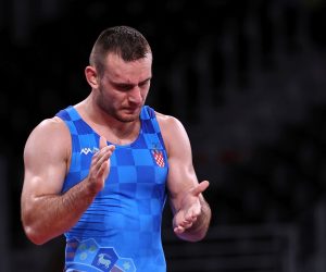 Tokio, 03.08.2021 - Hrvac Ivan Huklek pobijedio je u cetvrtfinalu kategorije do 87 kilograma grcko-rimskim stilom na OI u Tokiju Uzbekistanca Rustama Asakalova na bodove 4-1.
foto HINA/ Damir SENCAR/ ds