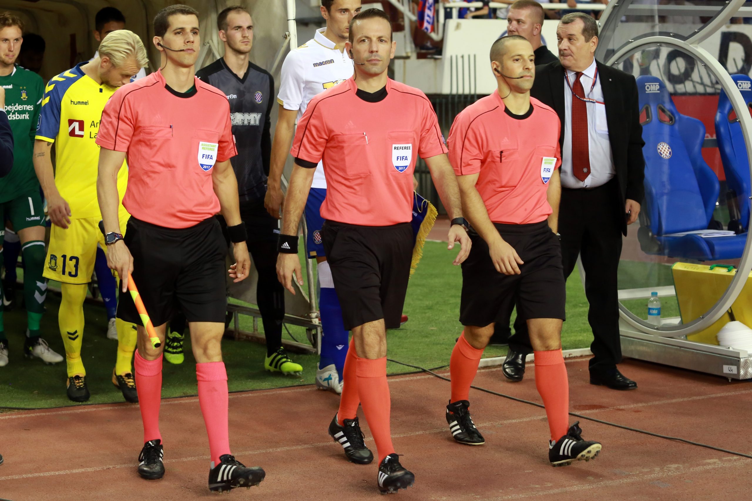 03.08.2017., stadion Poljud, Split - Druga utakmica 3. pretkola UEFA Europske lige, HNK Hajduk - Brondby IF. Roy Hassan, Orel Grinfeld,Idan Yarkoni. Photo: Miranda Cikotic/PIXSELL