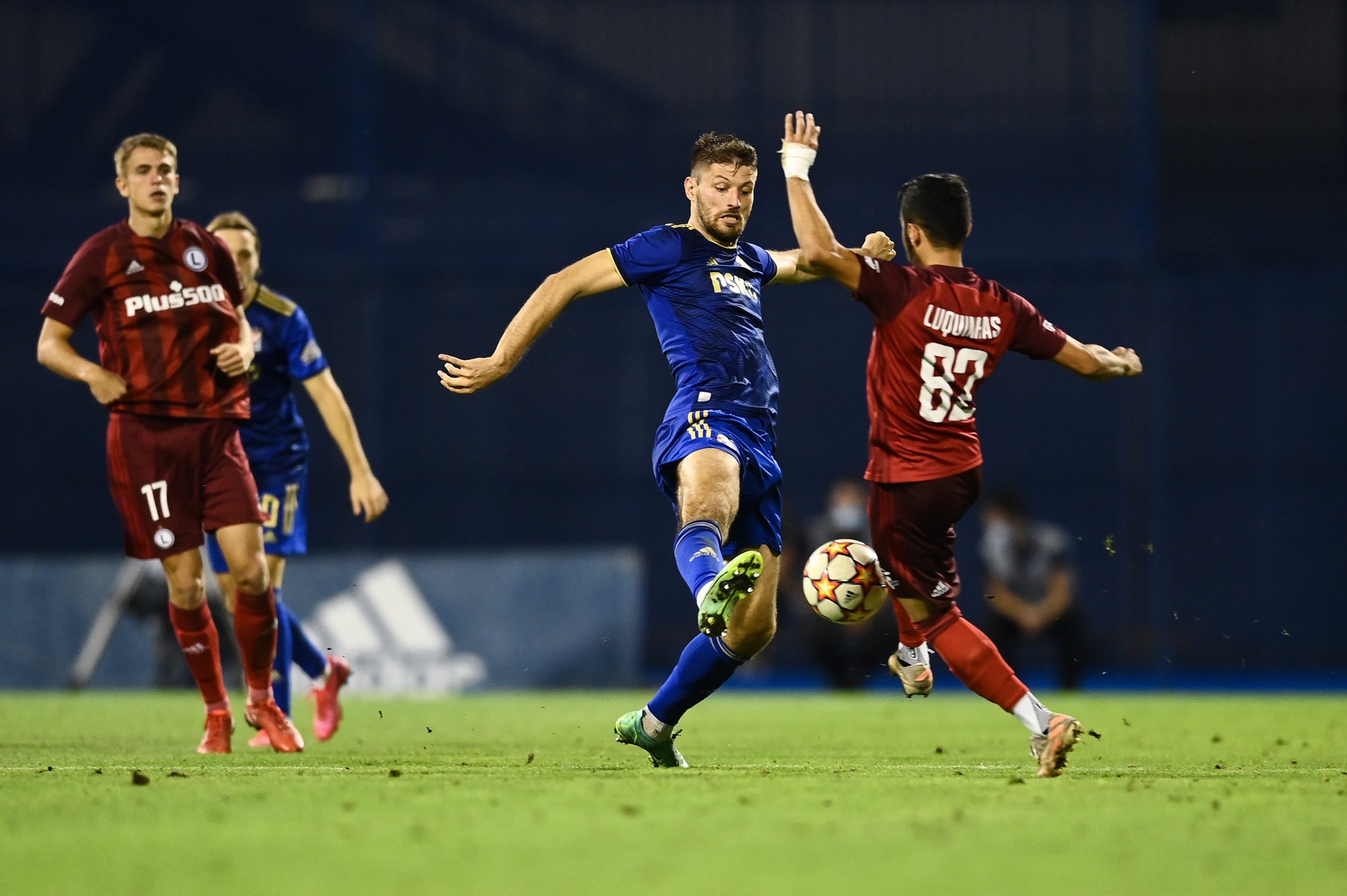 04.08.2021., stadion Maksimir, Zagreb - Prva utakmica 3. pretkola UEFA Lige prvaka, GNK Dinamo - Legia. Bruno Petkovic, Luquinhas Photo: Josip Regovic/PIXSELL