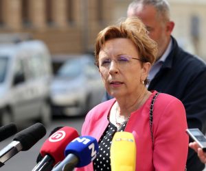 10.05.2020., Zagreb - konferencija za novinare zagrebackog SDP-a na temu Kako prijatelji premijer Andrej Plenkovic i gradonacelnik Milan Bandic unistavaju Zagreb. Vesna Nadj. Photo: Dalibor Urukalovic/PIXSELL