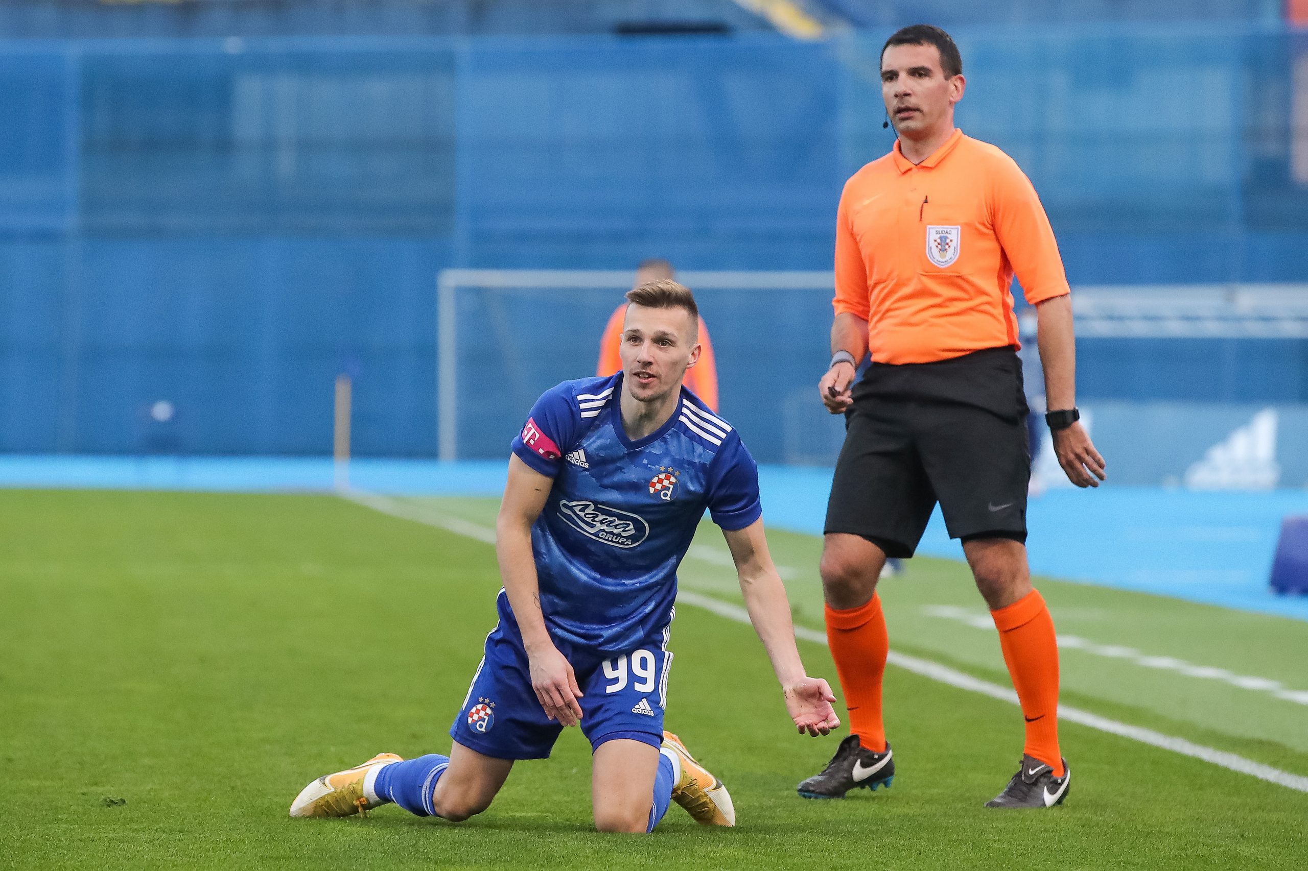 21.03.2021.,  stadion Maksimir, Zagreb - Hrvatski Telekom Prva liga, 26. kolo, GNK Dinamo - HNK Gorica. Mislav Orsic, Sudac Dario Kulusic.
Photo: Goran Stanzl/PIXSELL