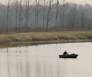 25.03.2021.,  Osijek - Ribarenje na rukavcu Stare Drave kod Bilja.  Photo: Dubravka Petric/PIXSELL