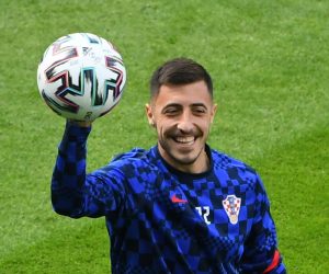 Euro 2020 - Group D - Croatia v Czech Republic Soccer Football - Euro 2020 - Group D - Croatia v Czech Republic - Hampden Park, Glasgow, Scotland, Britain - June 18, 2021 Croatia's Josip Juranovic during the warm up before the match Pool via REUTERS/Andy Buchanan ANDY BUCHANAN