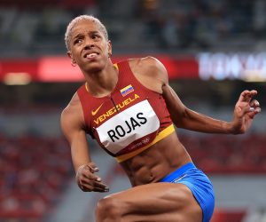 Athletics - Women's Triple Jump - Qualification Tokyo 2020 Olympics - Athletics - Women's Triple Jump - Qualification - OLS - Olympic Stadium, Tokyo, Japan - July 30, 2021. Yulimar Rojas of Venezuela reacts after jumping REUTERS/Hannah Mckay HANNAH MCKAY